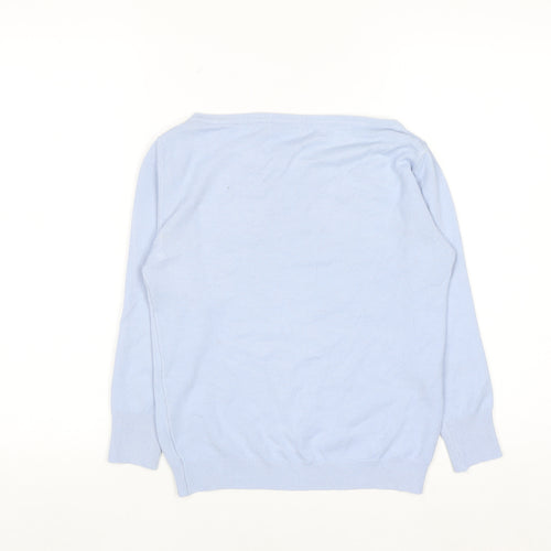 ZARA Women Blue Boat Neck Pullover Jumper Size 12