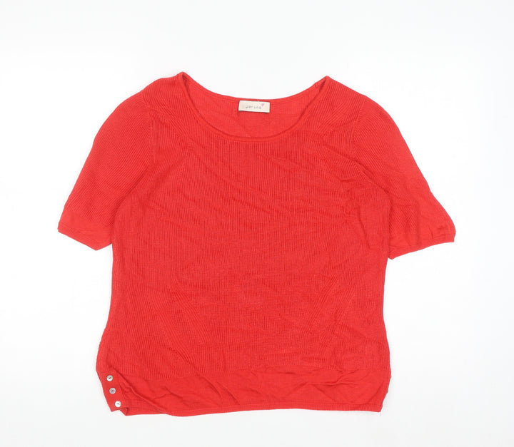 Marks and Spencer Per Una Red Knit Women's Scoop Neck Jumper Size 14