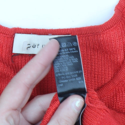 Marks and Spencer Per Una Red Knit Women's Scoop Neck Jumper Size 14