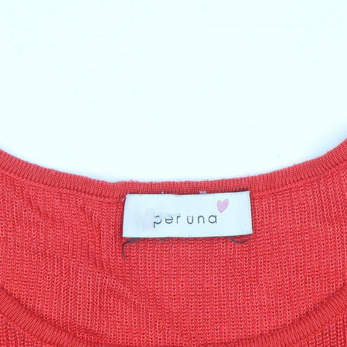 Marks and Spencer Per Una Red Knit Women's Scoop Neck Jumper Size 14