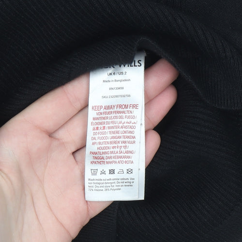 Jack Wills Womens Black 2XS Crew Neck Knit Pullover Jumper