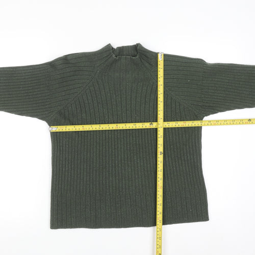 Emreco Womens Green Wool Blend High Neck Ribbed Jumper Size 12