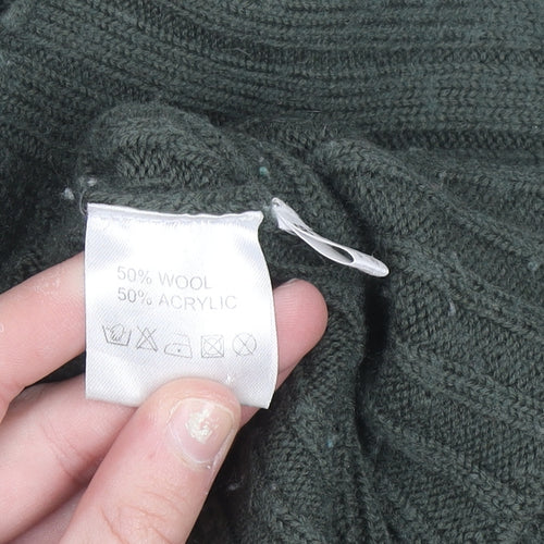 Emreco Womens Green Wool Blend High Neck Ribbed Jumper Size 12