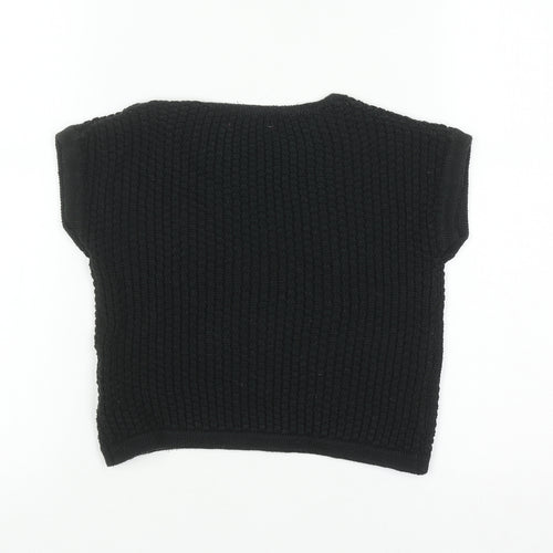 YD Girls Black Acrylic Short Sleeve Pullover Jumper 7-8 Years