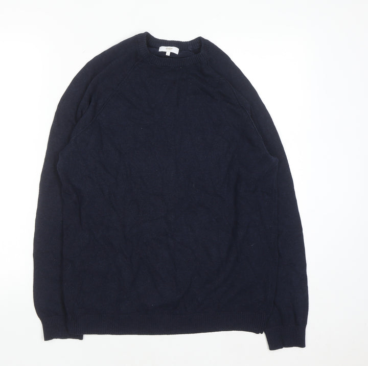 Cotton Traders Men's Navy Blue Cotton Crew Neck Jumper M