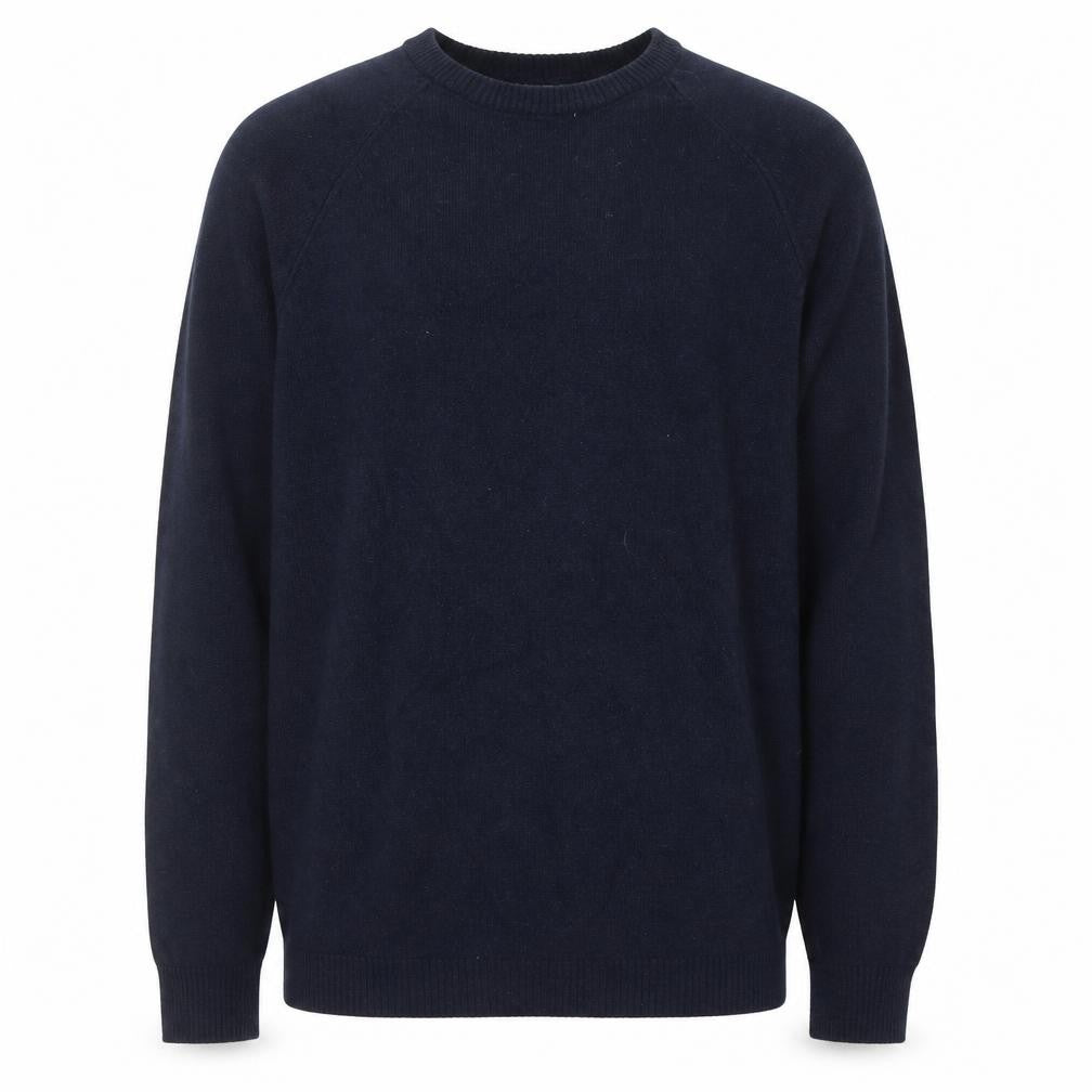 Front view of Cotton Traders Men's Navy Blue Cotton Crew Neck Jumper M