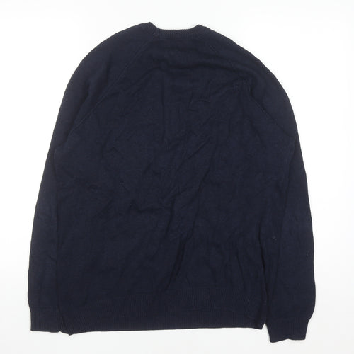 Cotton Traders Men's Navy Blue Cotton Crew Neck Jumper M