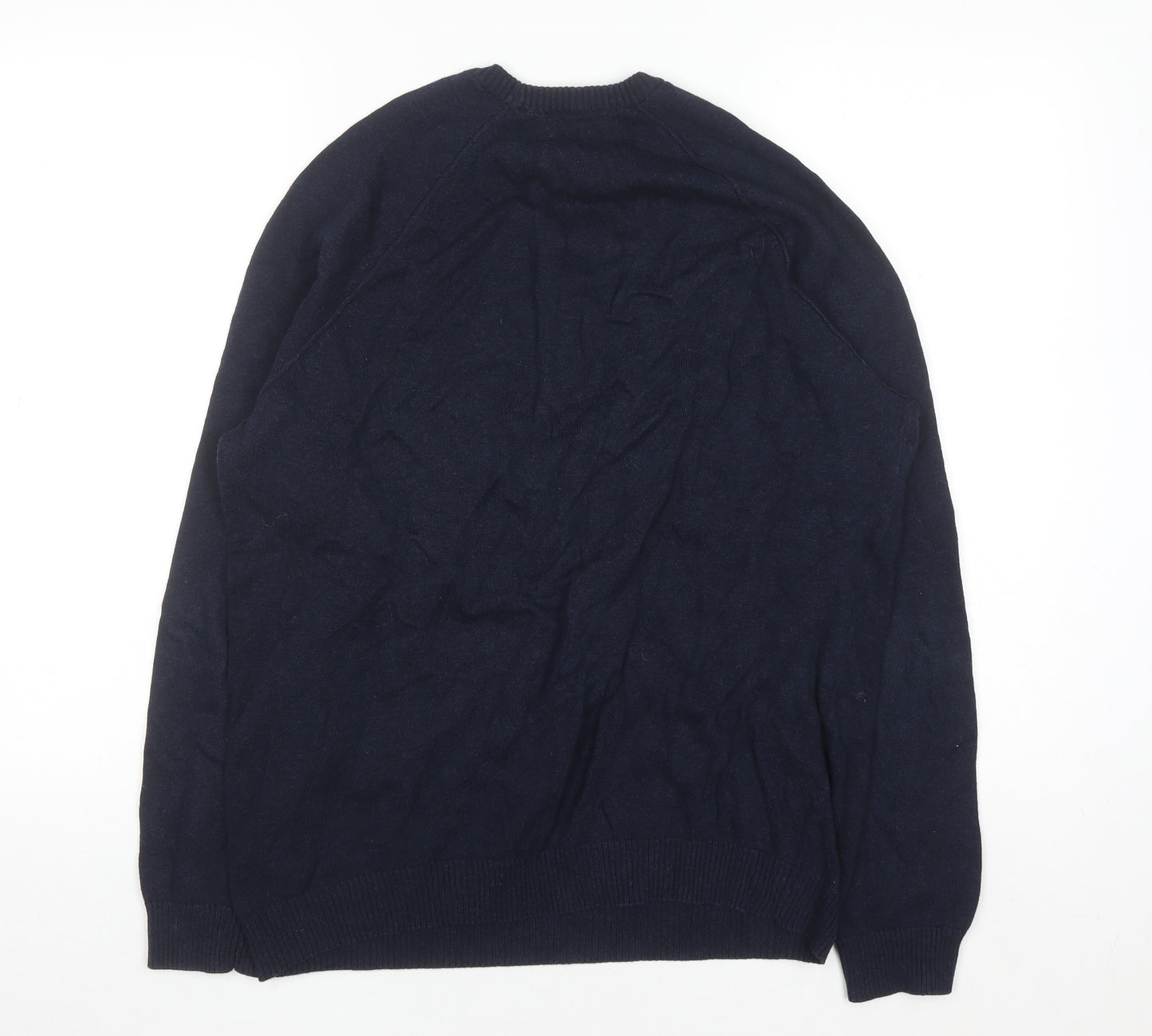 Cotton Traders Men's Navy Blue Cotton Crew Neck Jumper M