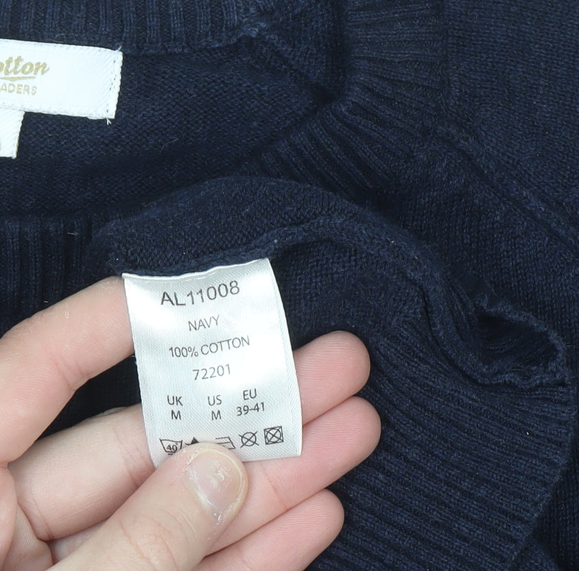 Cotton Traders Men's Navy Blue Cotton Crew Neck Jumper M