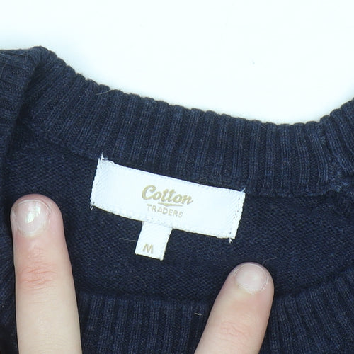 Cotton Traders Men's Navy Blue Cotton Crew Neck Jumper M