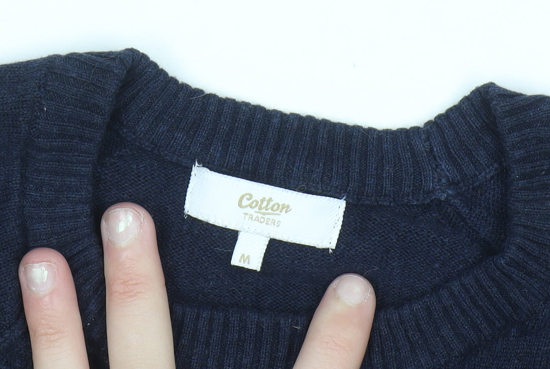 Cotton Traders Men's Navy Blue Cotton Crew Neck Jumper M