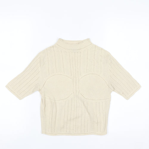 Uniqlo Mame Kurogouchi Women's Beige Mock Neck Knit Jumper Size S