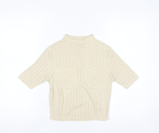 Uniqlo Mame Kurogouchi Women's Beige Mock Neck Knit Jumper Size S