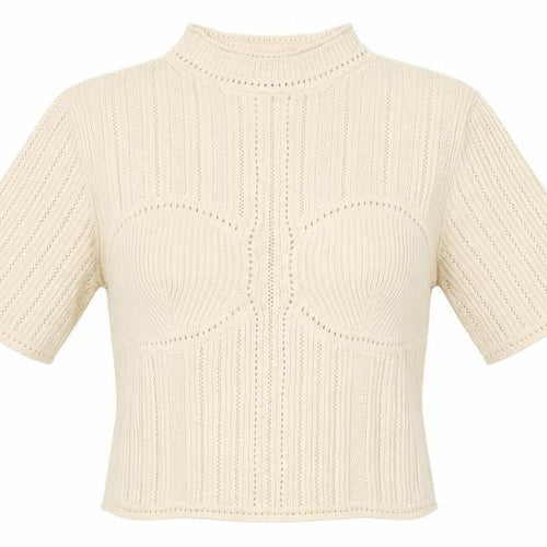 Uniqlo Mame Kurogouchi Women's Beige Mock Neck Knit Jumper Size S