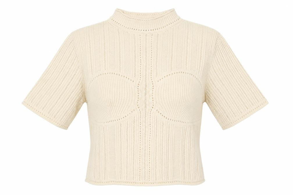Uniqlo Mame Kurogouchi Women's Beige Mock Neck Knit Jumper Size S