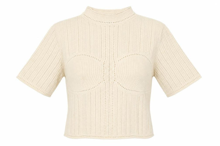 Uniqlo Mame Kurogouchi Women's Beige Mock Neck Knit Jumper Size S