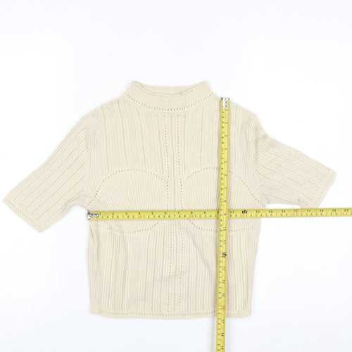 Uniqlo Mame Kurogouchi Women's Beige Mock Neck Knit Jumper Size S