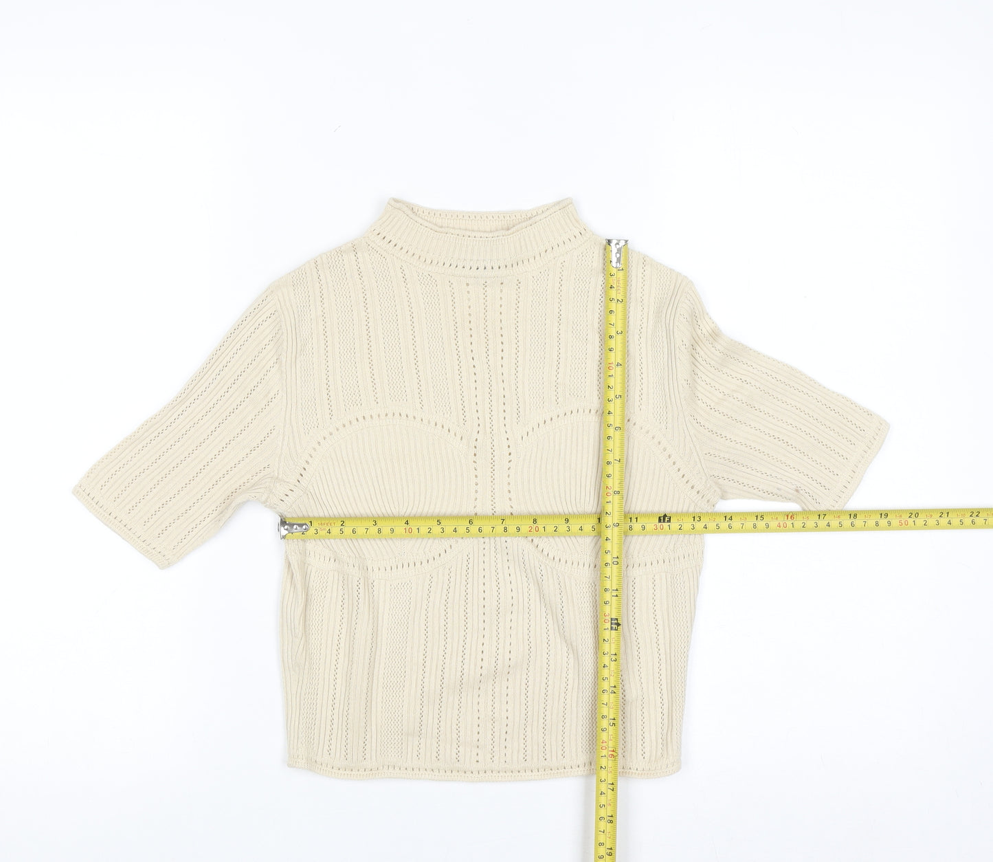 Uniqlo Mame Kurogouchi Women's Beige Mock Neck Knit Jumper Size S