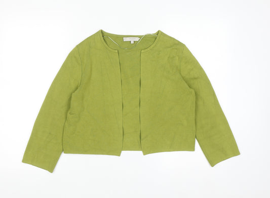 Hobbs Women Green Knit Cardigan Small Long Sleeve Open Front