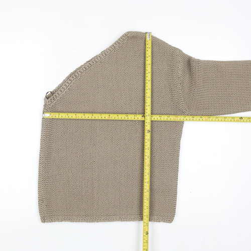 Marks and Spencer Women Beige Chunky Knit Cardigan Size S