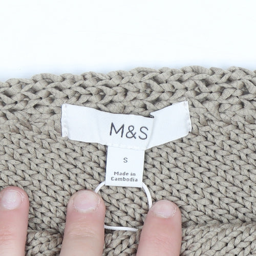 Marks and Spencer Women Beige Chunky Knit Cardigan Size S
