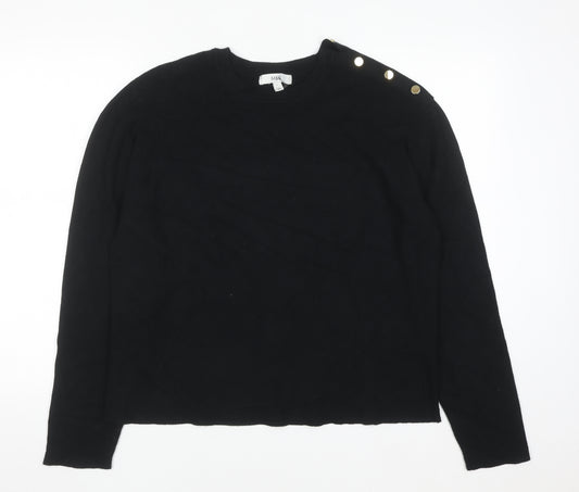 Marks and Spencer Women's Black L Crew Neck Button Jumper