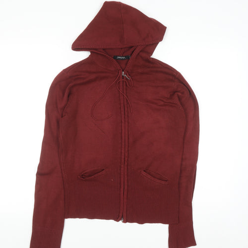 Zingara Womens Burgundy Full Zip Hooded Knit Hoodie Size 12