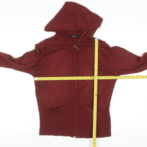 Zingara Womens Burgundy Full Zip Hooded Knit Hoodie Size 12