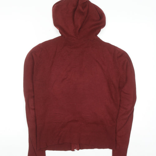 Zingara Womens Burgundy Full Zip Hooded Knit Hoodie Size 12