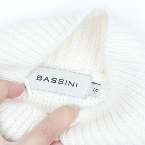 Bassini Women’s Ivory Cable Knit Roll Neck Pullover Jumper Size S