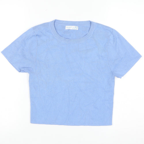 Primark Women Blue Short Sleeve Knit Pullover Jumper L