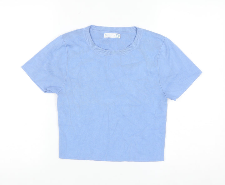 Primark Women Blue Short Sleeve Knit Pullover Jumper L