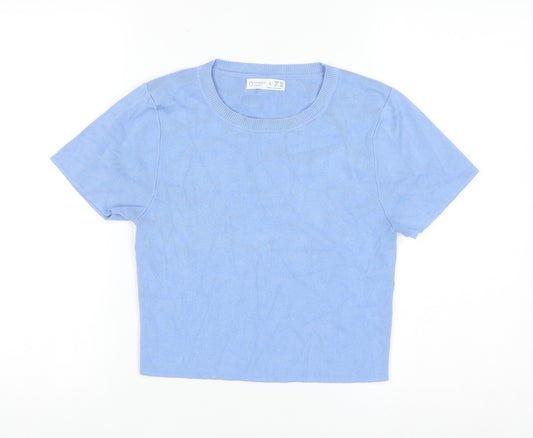 Primark Women Blue Short Sleeve Knit Pullover Jumper L