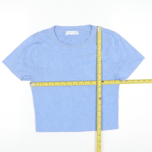 Primark Women Blue Short Sleeve Knit Pullover Jumper L