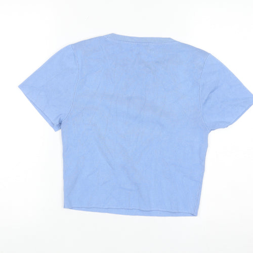 Primark Women Blue Short Sleeve Knit Pullover Jumper L