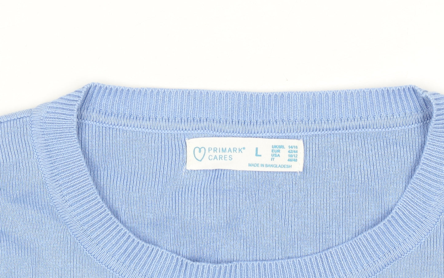 Primark Women Blue Short Sleeve Knit Pullover Jumper L