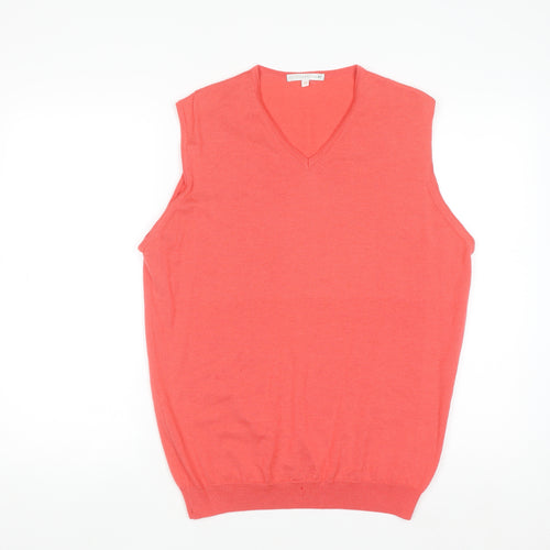 Cutter & Buck Men's Pink Merino Wool V-Neck Sleeveless Vest M