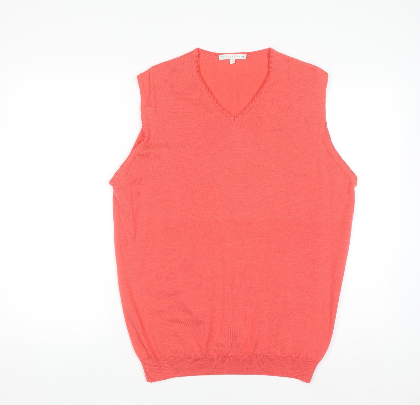 Cutter & Buck Men's Pink Merino Wool V-Neck Sleeveless Vest M
