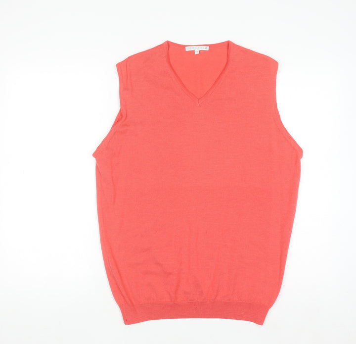 Cutter & Buck Men's Pink Merino Wool V-Neck Sleeveless Vest M
