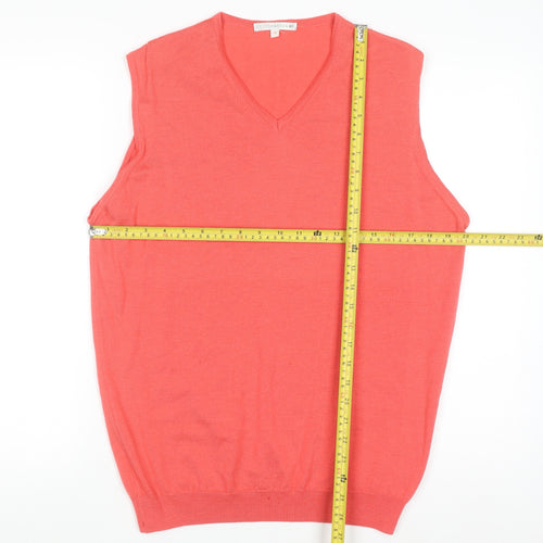Cutter & Buck Men's Pink Merino Wool V-Neck Sleeveless Vest M