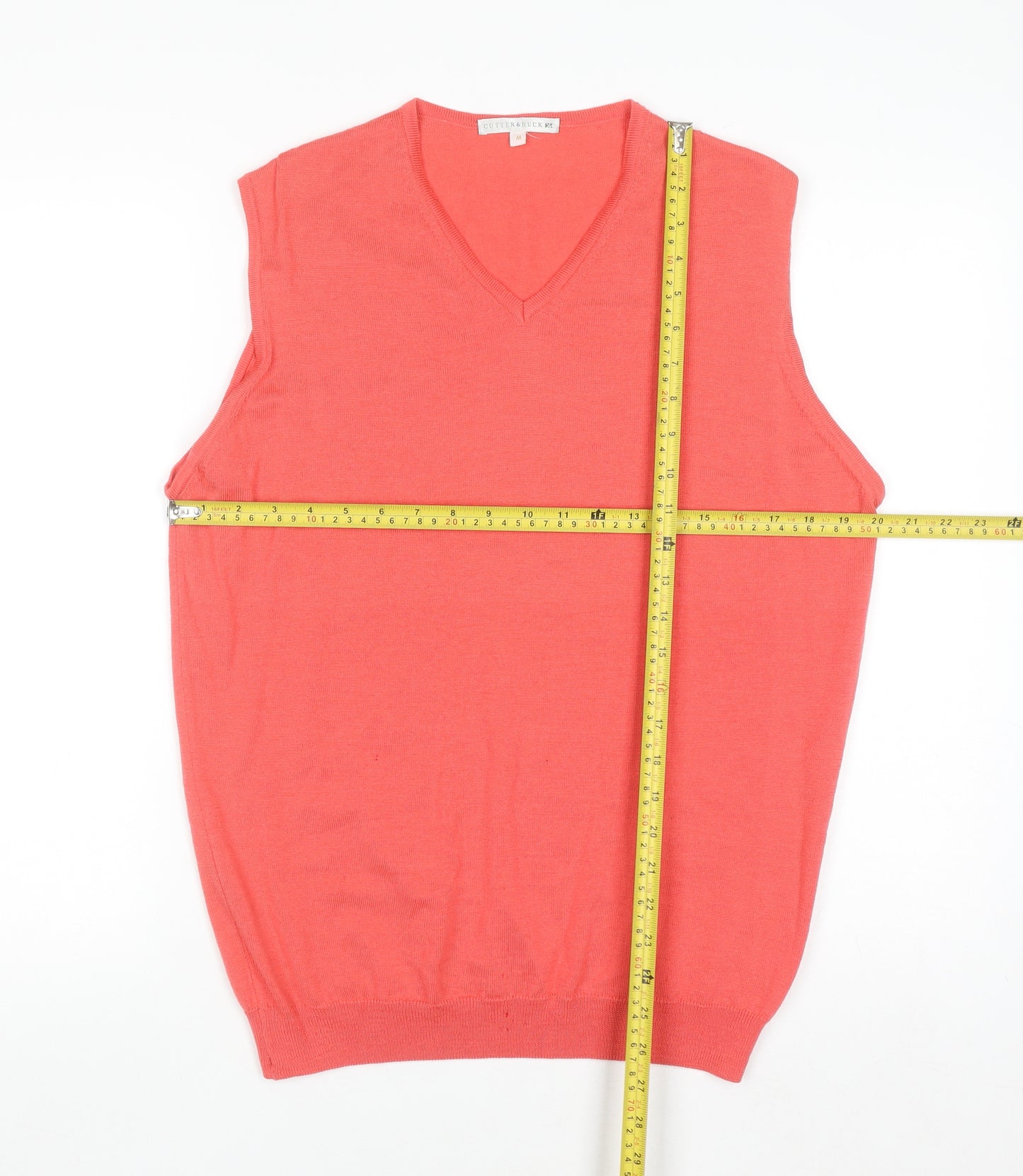 Cutter & Buck Men's Pink Merino Wool V-Neck Sleeveless Vest M