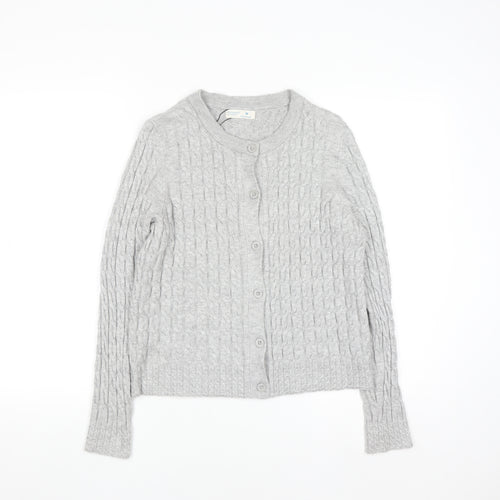 Primark Women Grey Cable Knit Cardigan M Regular Fit