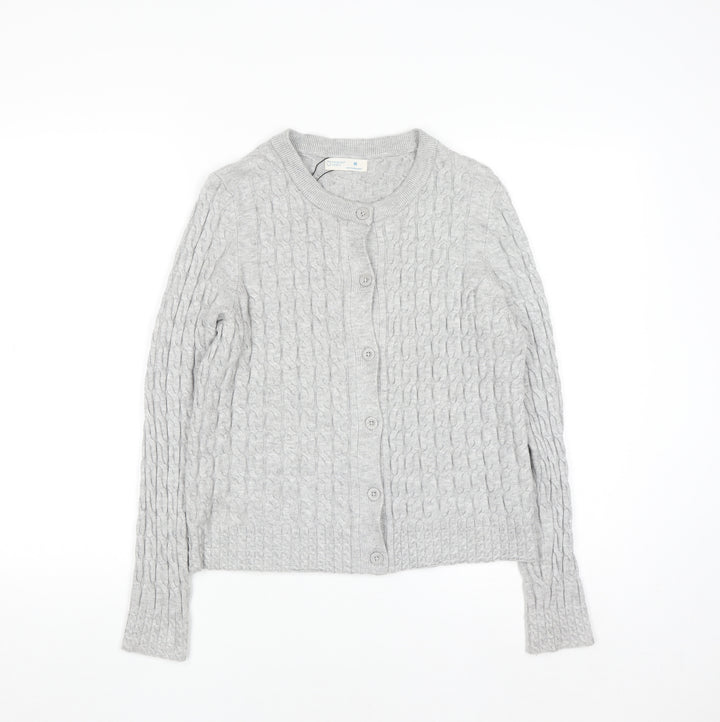Primark Women Grey Cable Knit Cardigan M Regular Fit