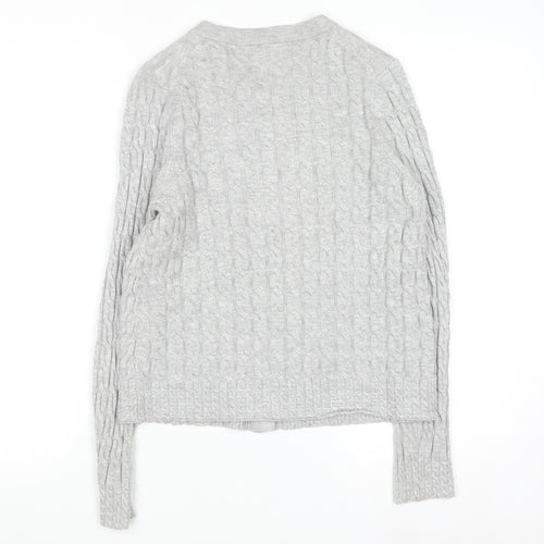 Primark Women Grey Cable Knit Cardigan M Regular Fit