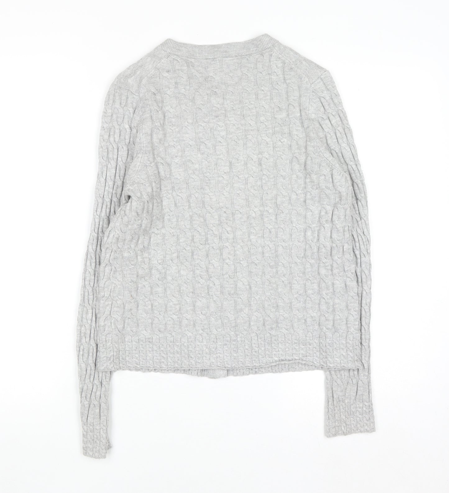 Primark Women Grey Cable Knit Cardigan M Regular Fit
