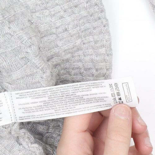 Primark Women Grey Cable Knit Cardigan M Regular Fit