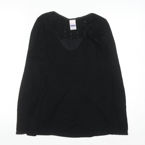 Brettles Women's Black Thermal Viscose Blend V-Neck Jumper Size L