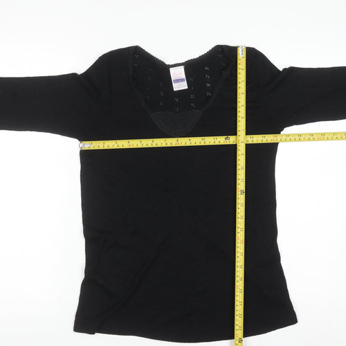 Brettles Women's Black Thermal Viscose Blend V-Neck Jumper Size L
