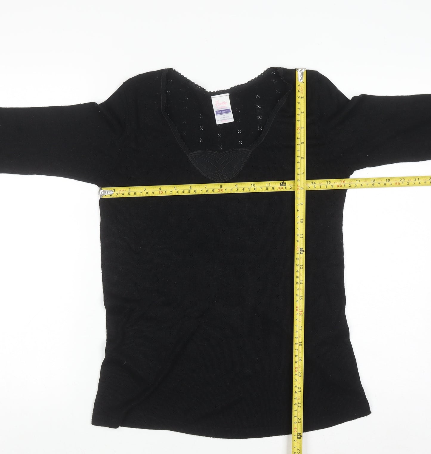 Brettles Women's Black Thermal Viscose Blend V-Neck Jumper Size L