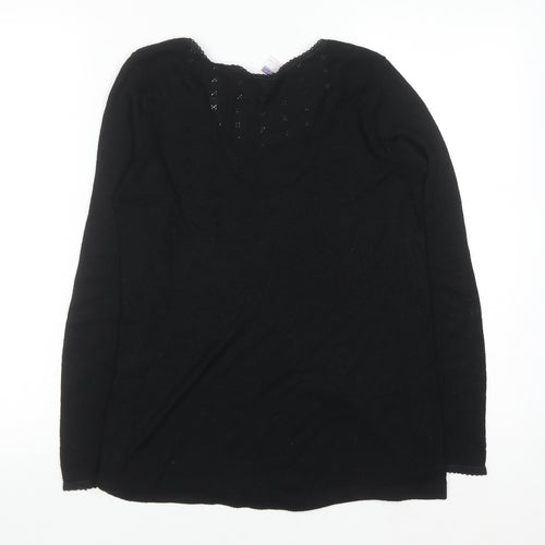 Brettles Women's Black Thermal Viscose Blend V-Neck Jumper Size L